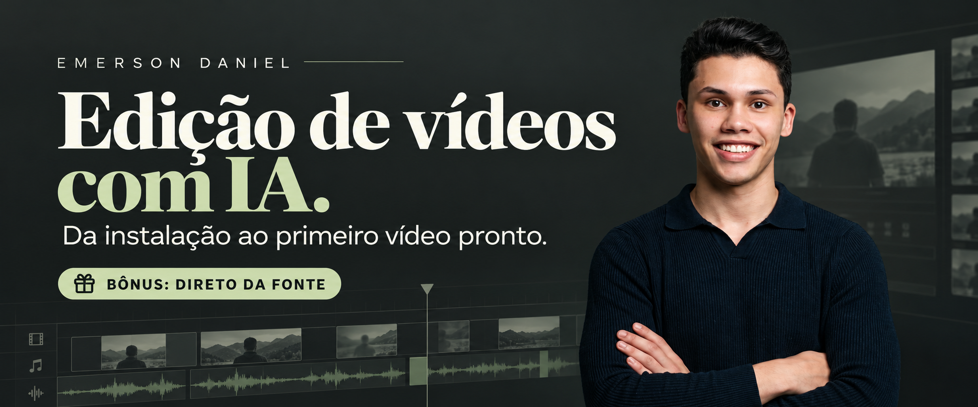 Emerson Daniel — Edição de vídeos com IA. Da instalação ao primeiro vídeo pronto. Bônus: Direto da Fonte.